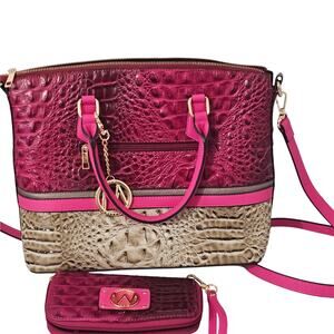 MKF Collection Autumn Crocodile Skin Tote Handbag & Wallet by Mia k